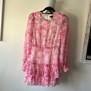 Aqua Toille Printed Ruffle Mini Dress worn once